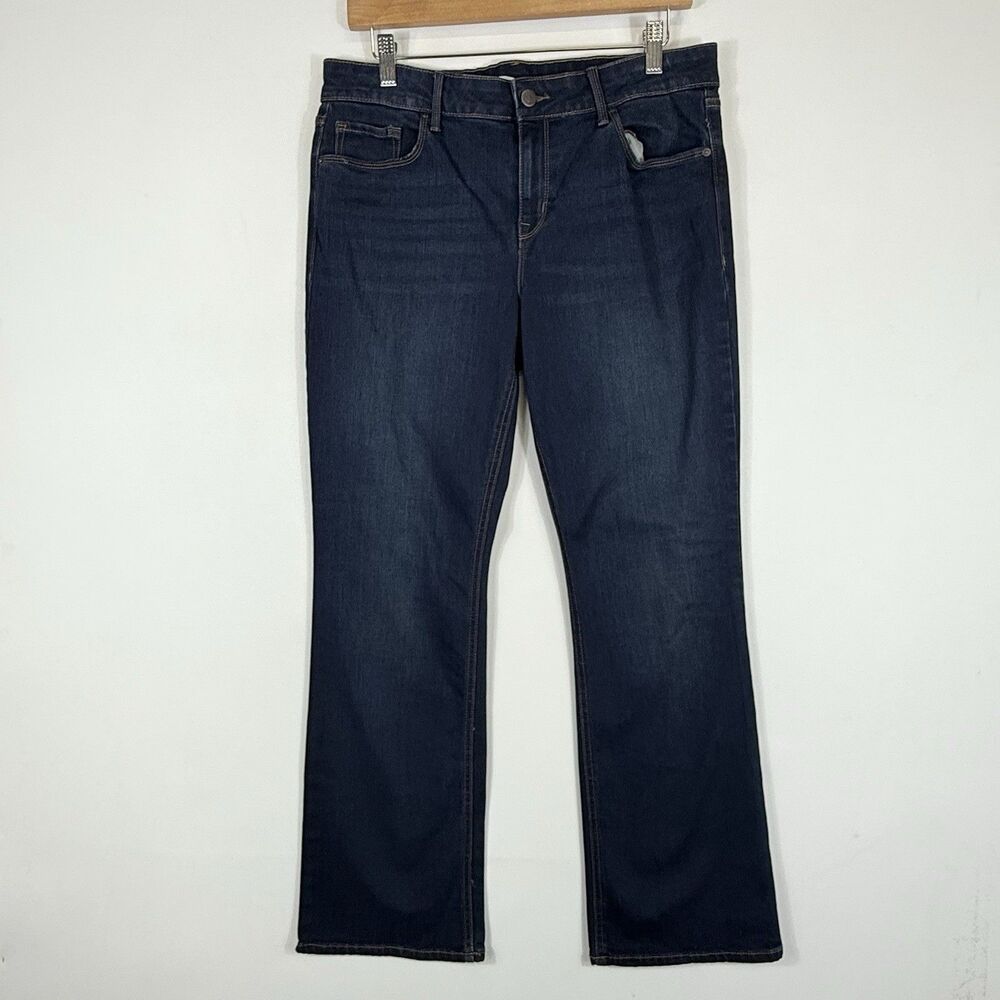 Old‎ Navy Jeans Women 12 Short Dark Wash Boot Cut Country Rodeo Distressed